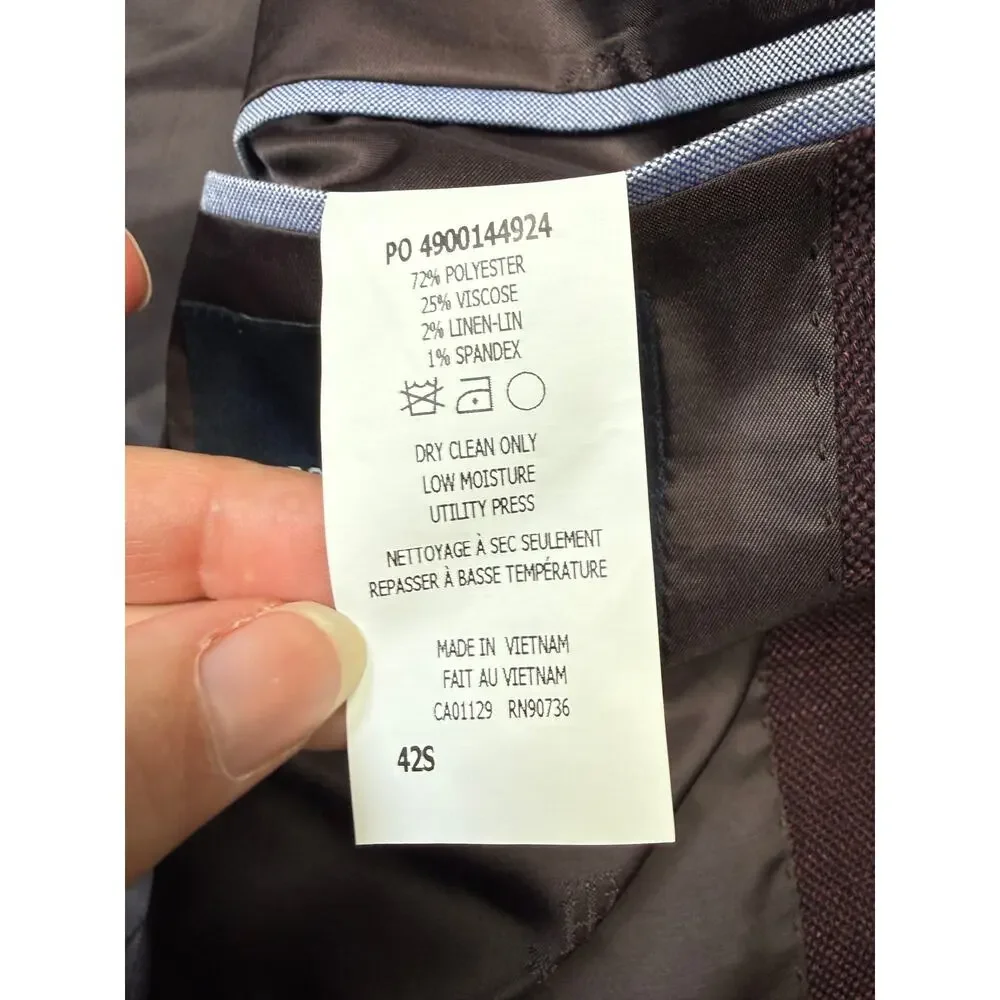 Tommy Hilfiger Men's Modern-Fit plaid Sport Coat - bordeaux 42S $295